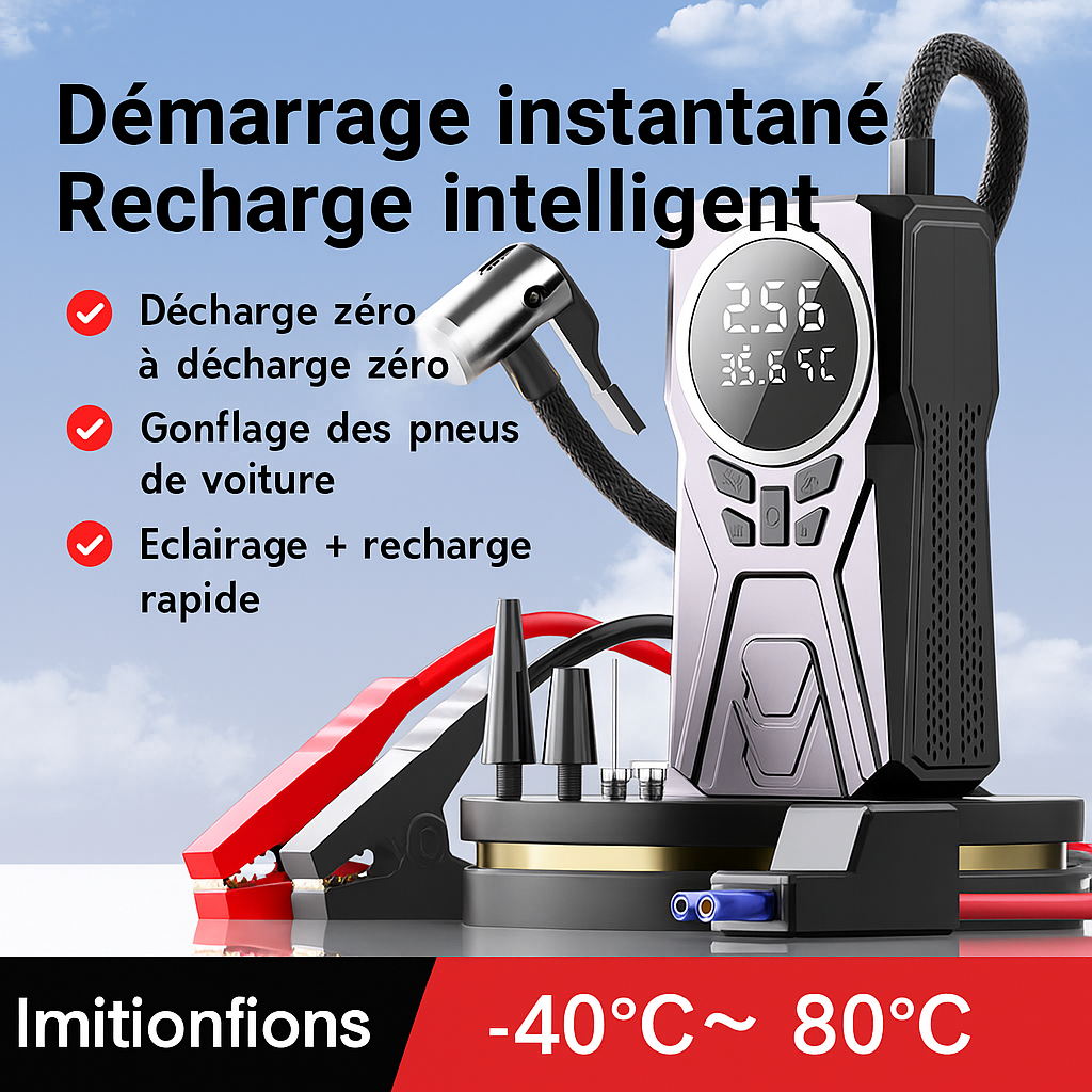 Appareil Multifonction d’Urgence | Démarreur & Gonfleur