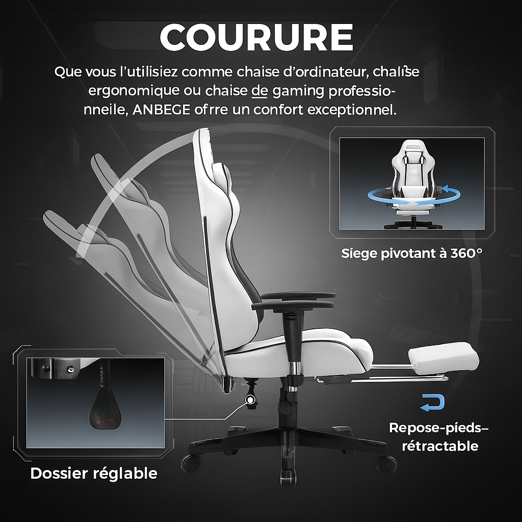 Chaise gaming ANBEGE - Ton confort