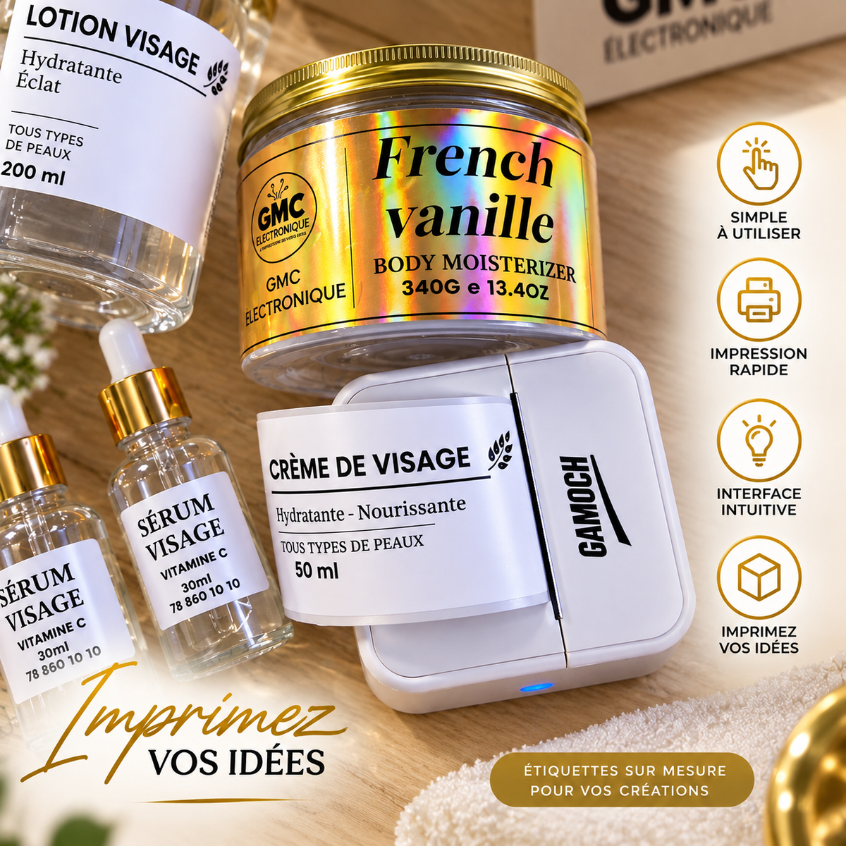 Mini Imprimante d’Étiquettes + 3 Rouleaux OFFERTS