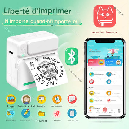 Mini imprimante avec 2 rouleaux offerts