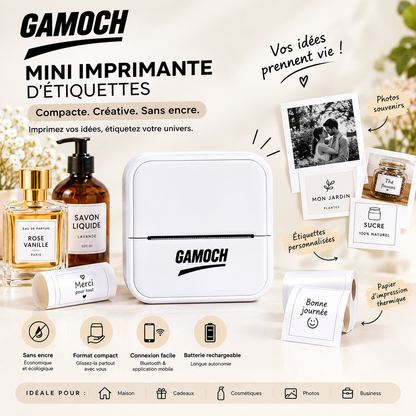 Mini Imprimante d’Étiquettes + 3 Rouleaux OFFERTS