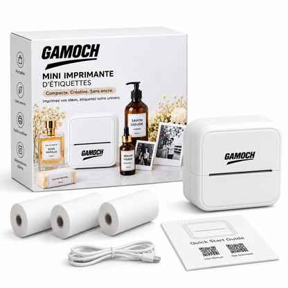 Mini Imprimante d’Étiquettes + 3 Rouleaux OFFERTS