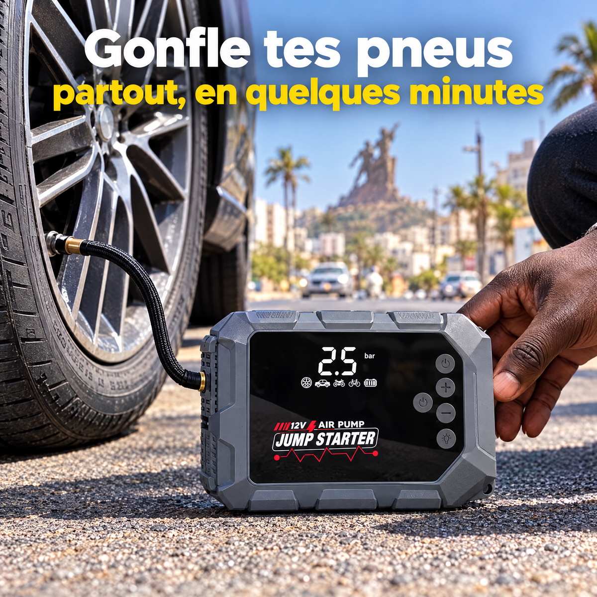 Gonfle tes pneus partout en quelques minutes